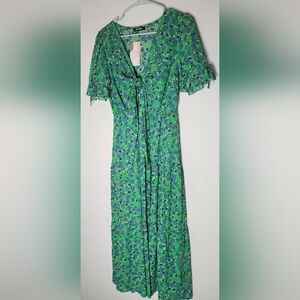 Chic Green Floral Midi Dress